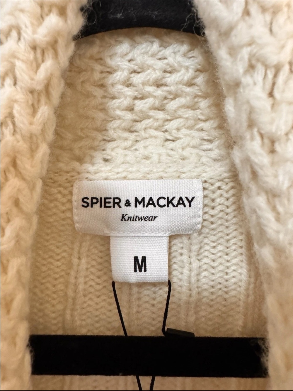 Spier & Mackay Cream Chunky Cable Knit Cardigan Wool Size Medium Men NWT - Picture 8 of 12